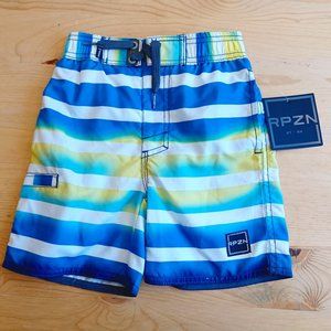 NEW! Ripzone Sz 4. Youth Swim Trunks  Blue/Yellow Combo 3762